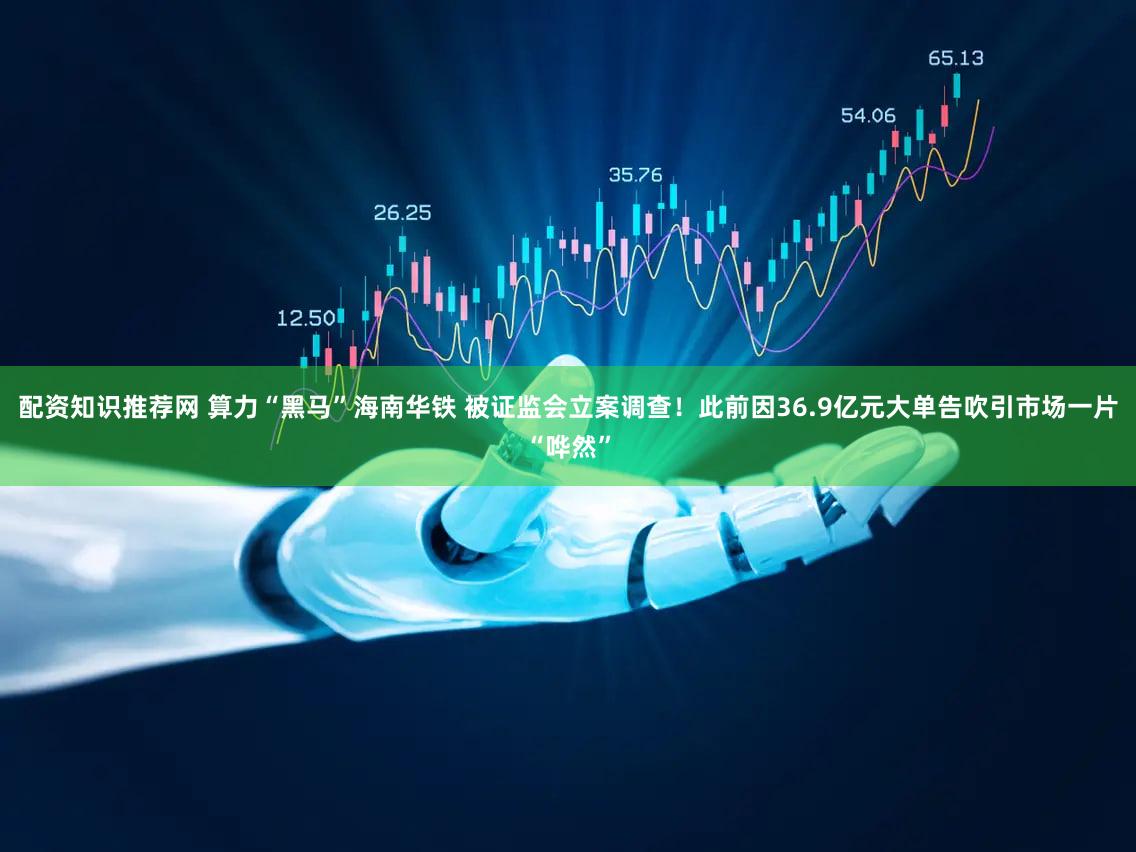 配资知识推荐网 算力“黑马”海南华铁 被证监会立案调查!此前因36.9亿元大单告吹引市场一片“哗然”