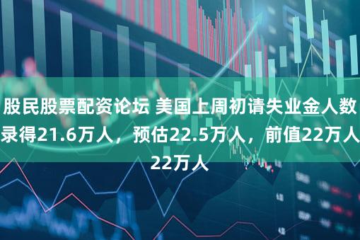 股民股票配资论坛 美国上周初请失业金人数录得21.6万人，预估22.5万人，前值22万人