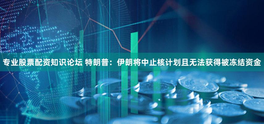专业股票配资知识论坛 特朗普：伊朗将中止核计划且无法获得被冻结资金